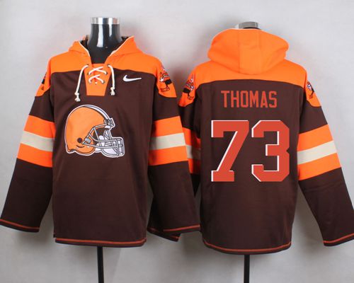Nike Browns #73 Joe Thomas Brown Player Pullover NFL Hoodie - Click Image to Close